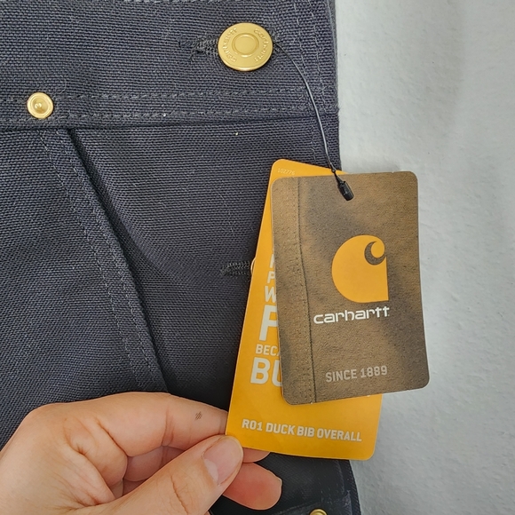 Carhartt Men's Duck Bib Unlined Overalls Workwear Black Size 32x32 - Picture 8 of 11
